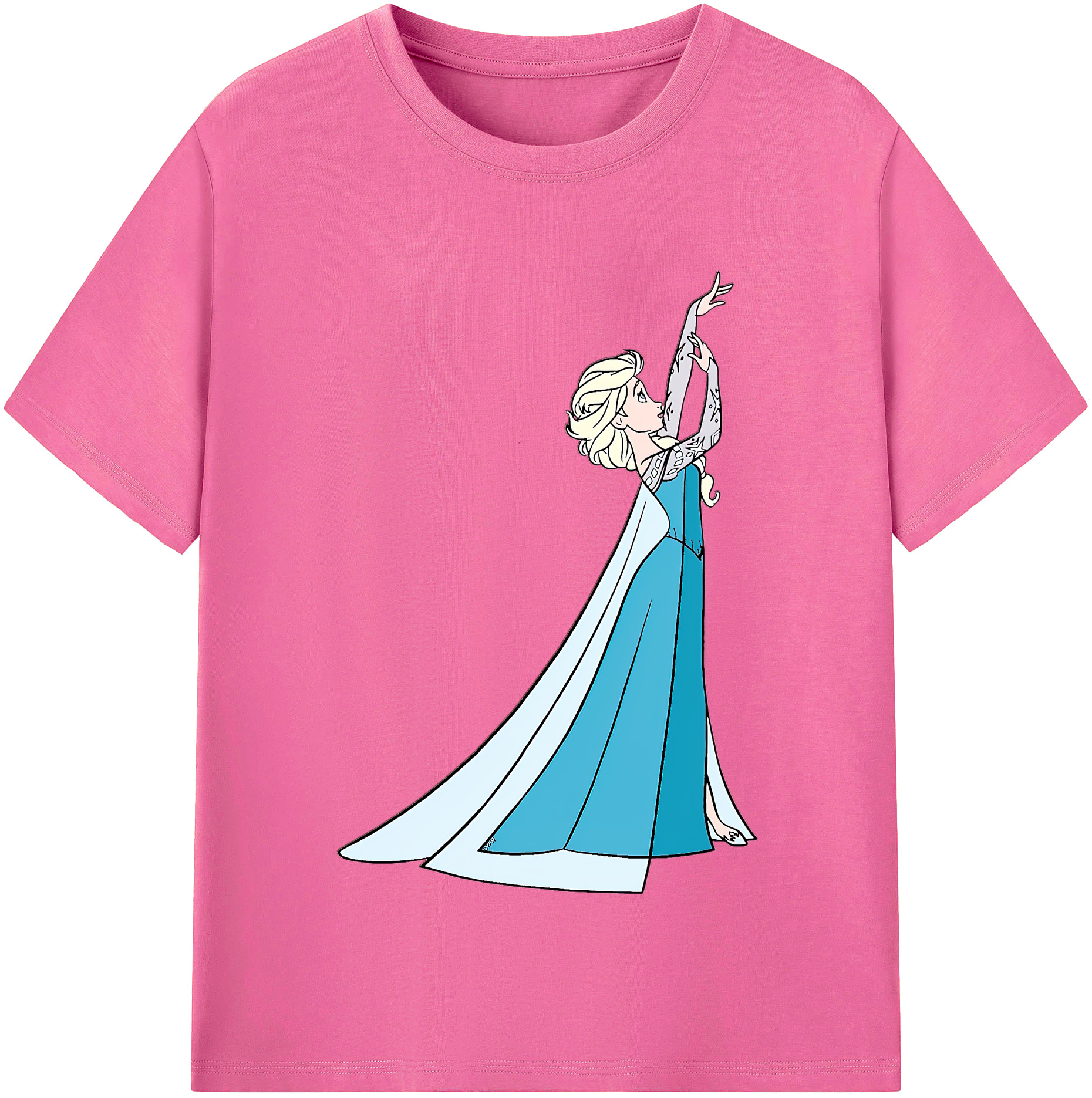 （画像用） アナと雪の女王 アンナ エルサ Frozen Anna Elsa レディースカジュアルプリントTシャツ（綿100％）